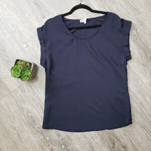 Temperance Aritzia Silky Shell Top Sz XS Navy Blue